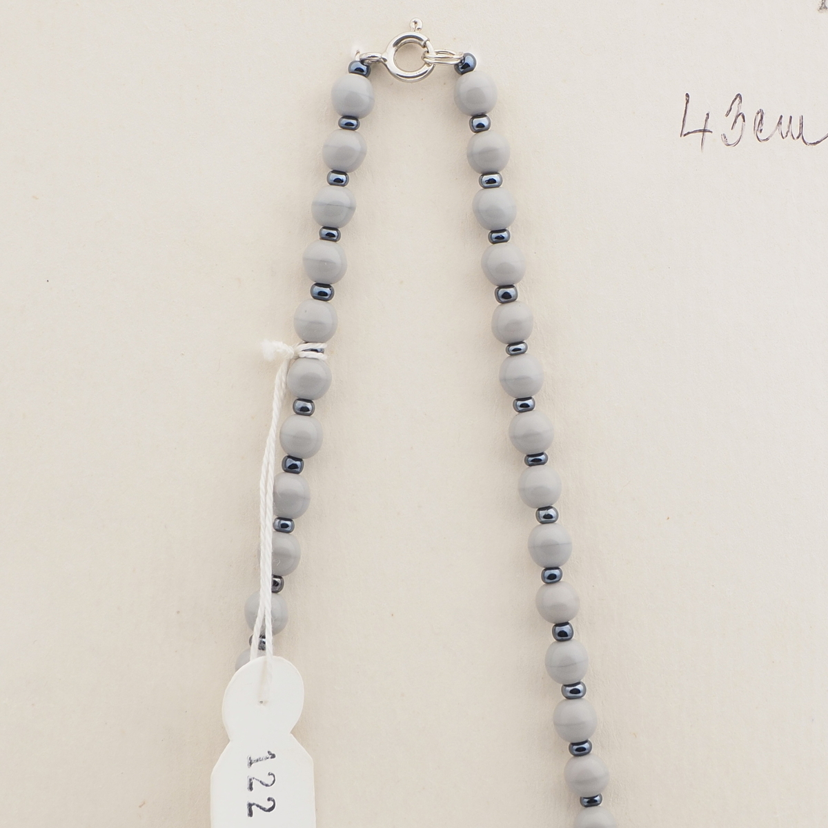 Vintage Czech necklace pink marble clear glass beads 