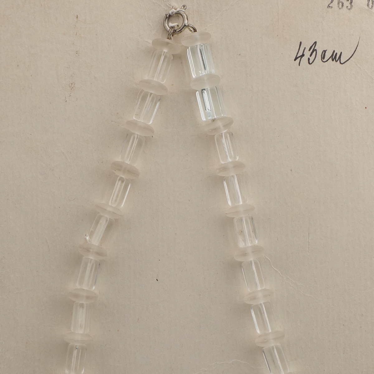 Vintage Czech necklace frost clear rondelle pentagon glass beads 