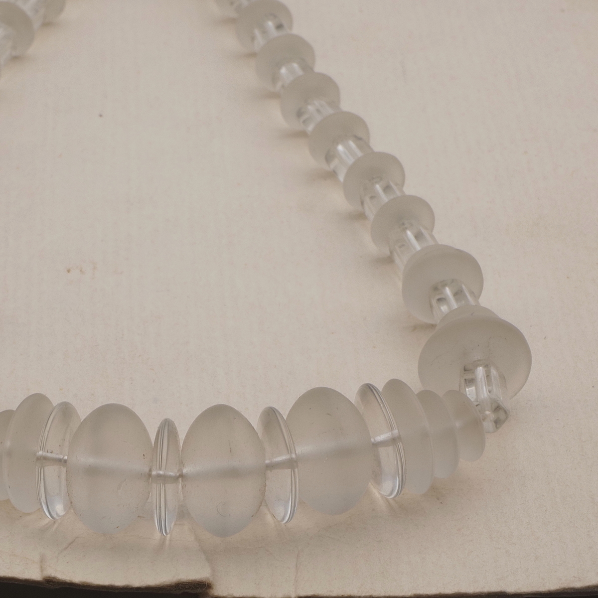 Vintage Czech necklace frost clear rondelle pentagon glass beads 