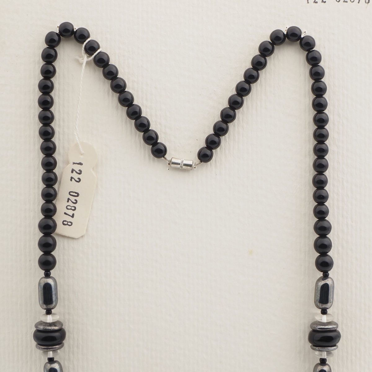 Vintage Czech necklace clear black hematite glass beads 