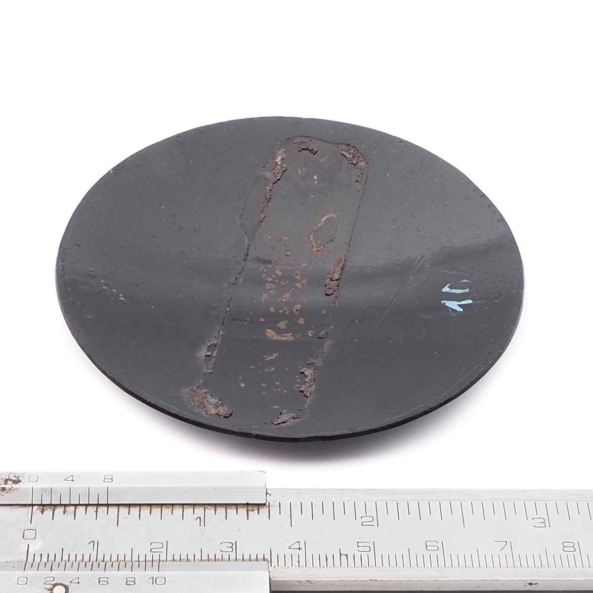 Antique Victorian floral cubist hand painted jet black glass jewelry element