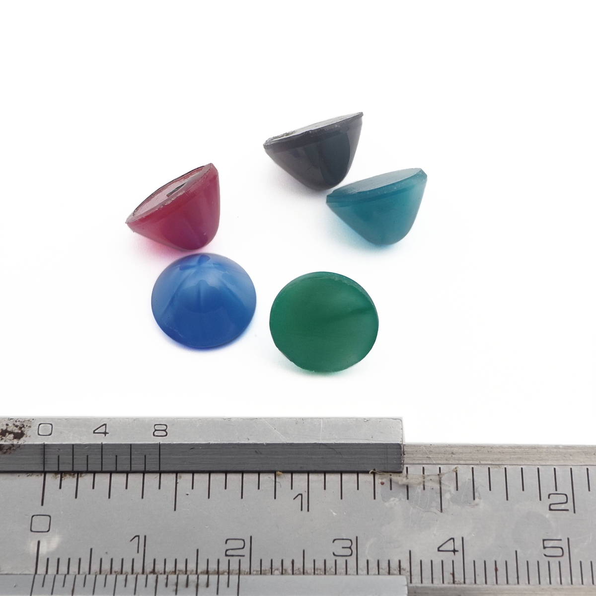 Lot (5) Czech vintage satin star cone glass cabochons 11mm