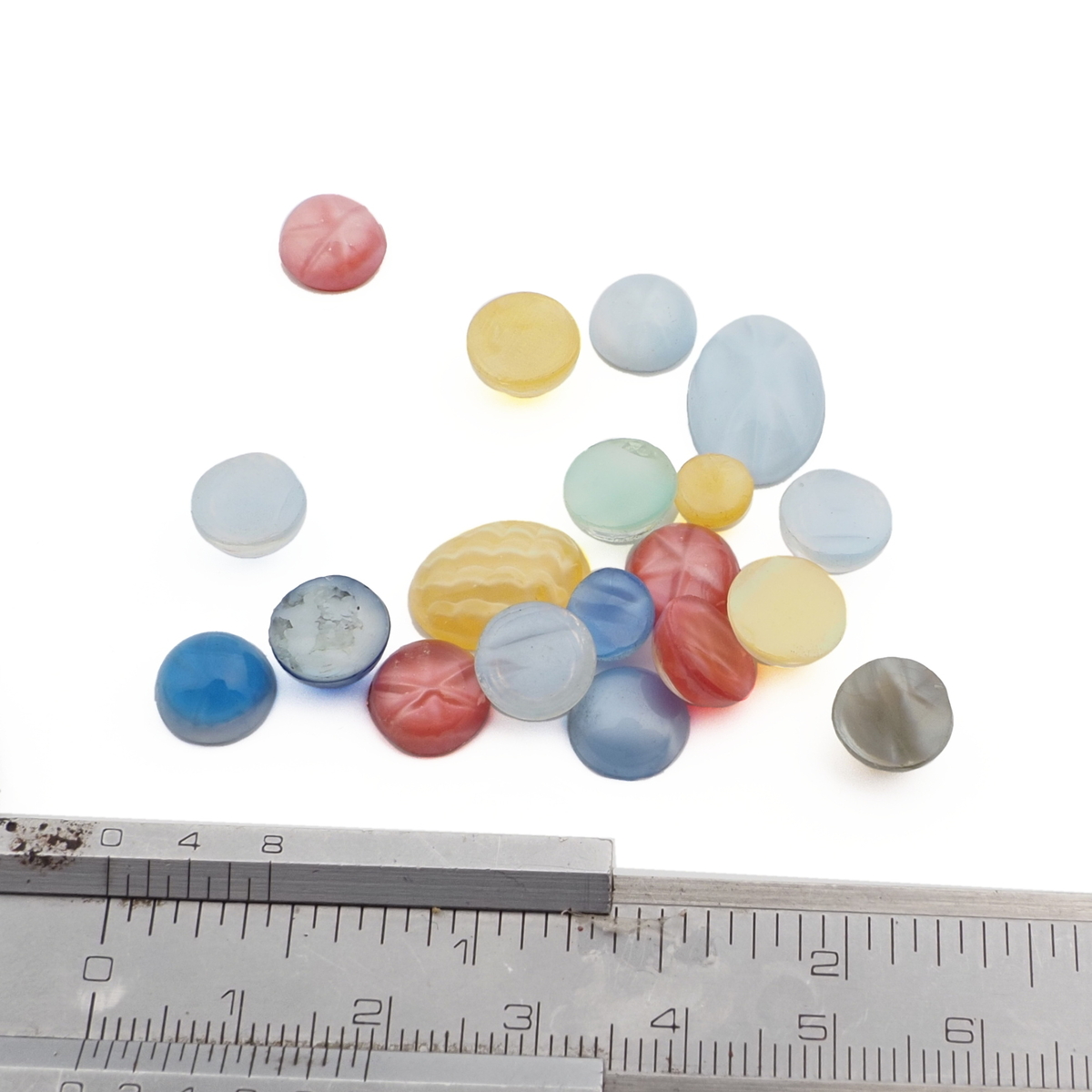 Lot (19) Czech vintage satin moonglow star glass cabochons