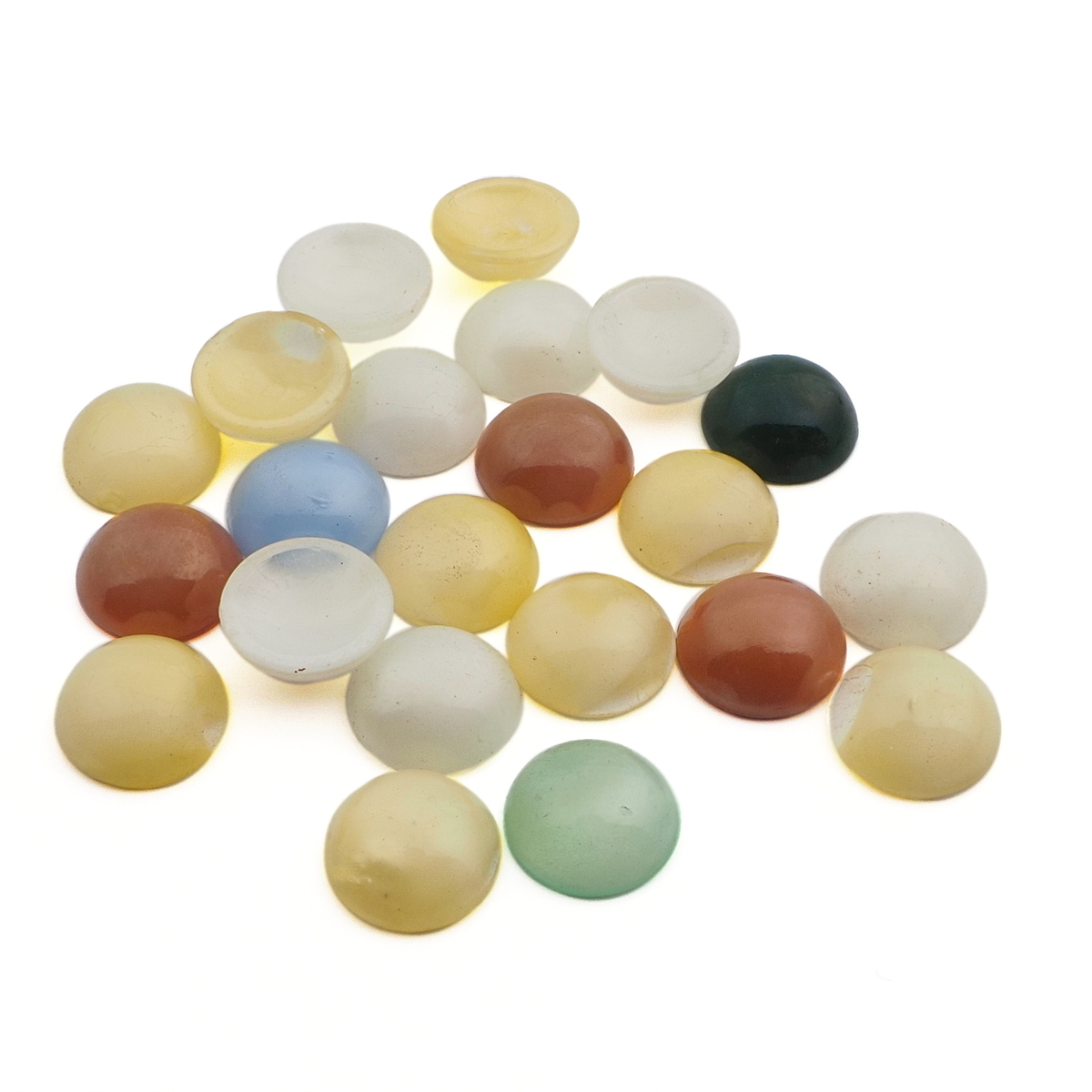Lot (22) Czech vintage satin opaque opaline glass cabochons 12mm