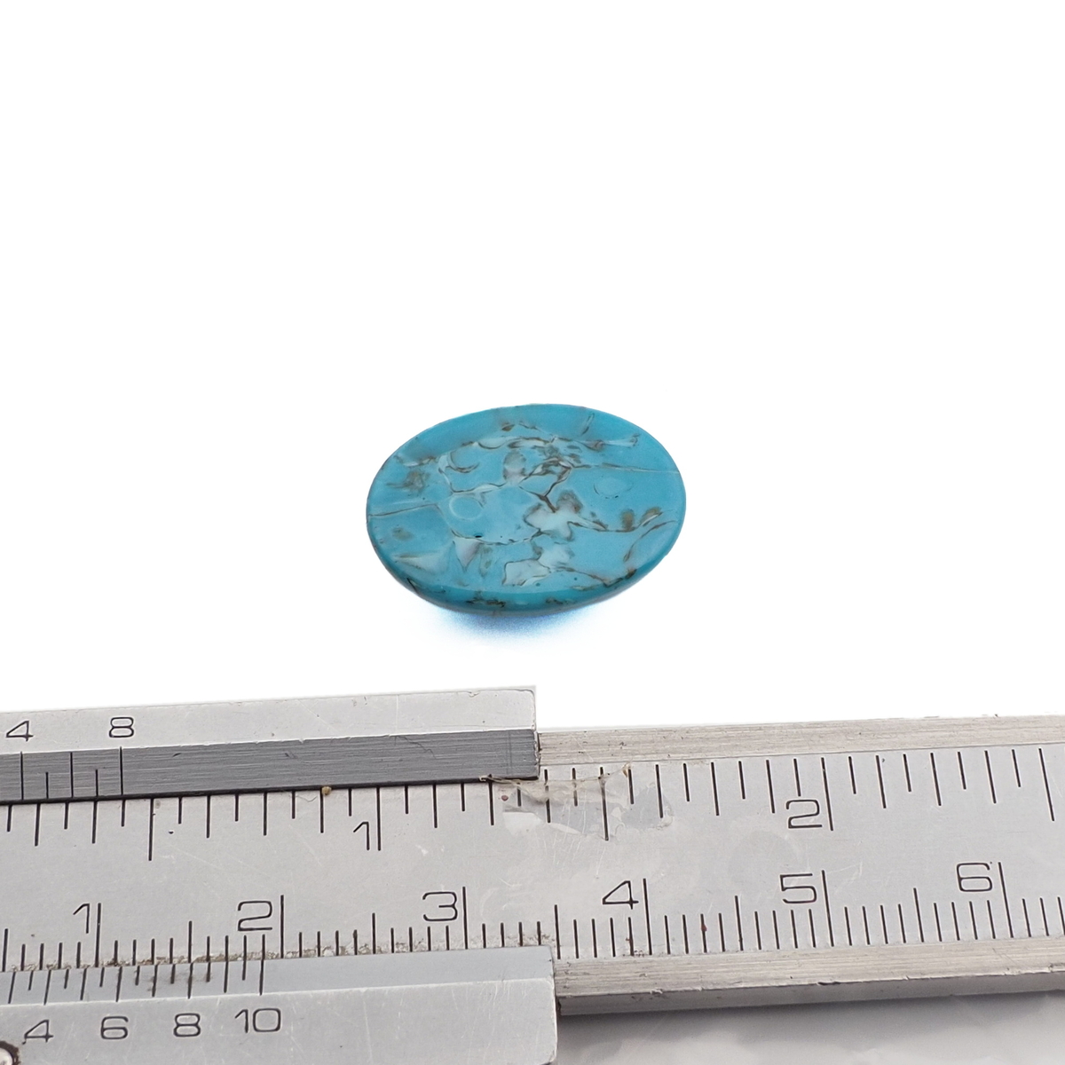 Czech vintage turquoise matrix marbled oval glass cabochon 19x14mm