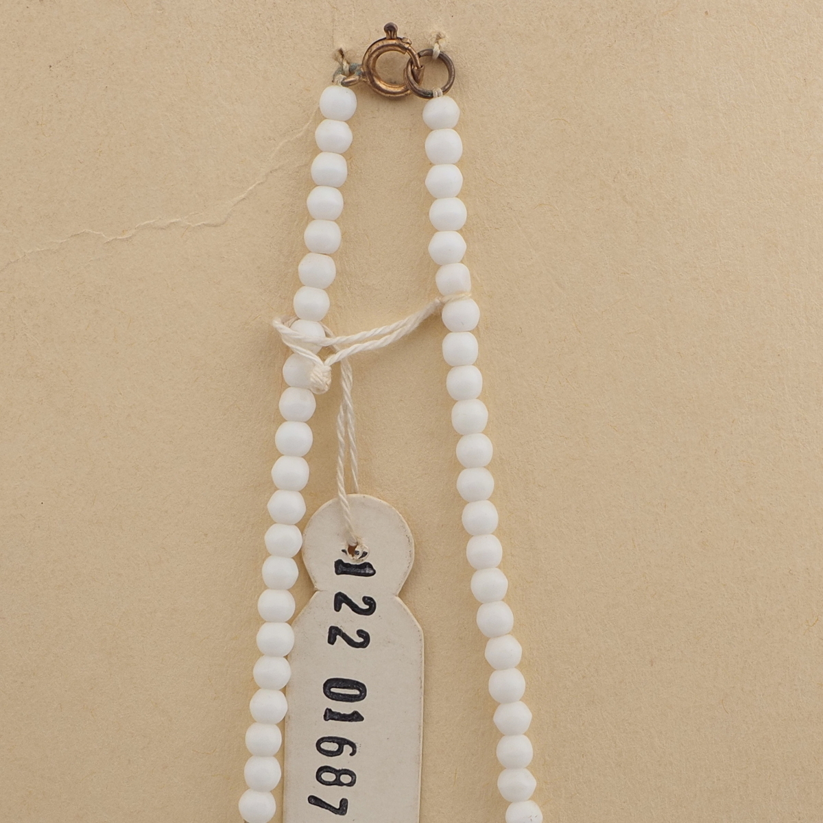 Vintage Czech necklace white square oval glass beads