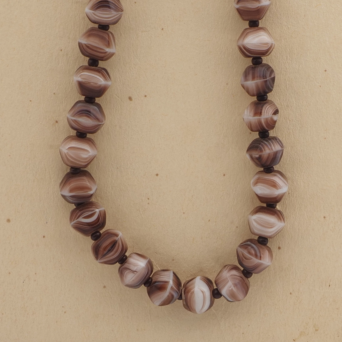 Vintage Czech necklace marble pentagon glass beads 
