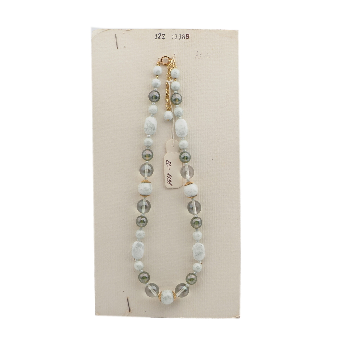 Vintage Czech necklace lustre marble glass beads 