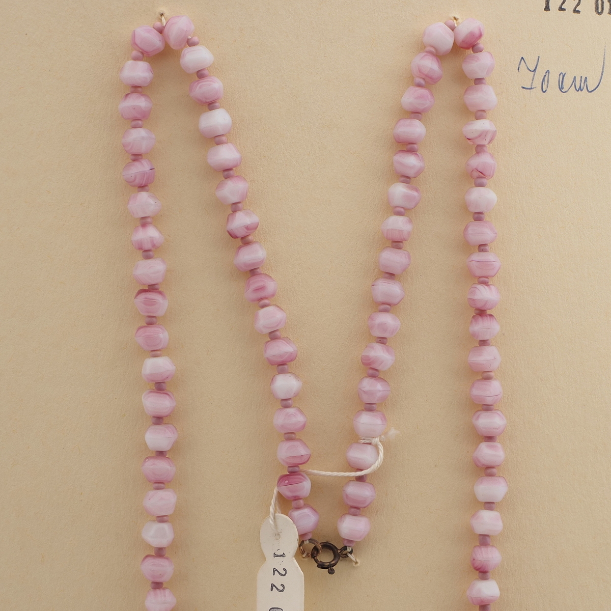 Vintage Czech necklace marble opaline glass beads 