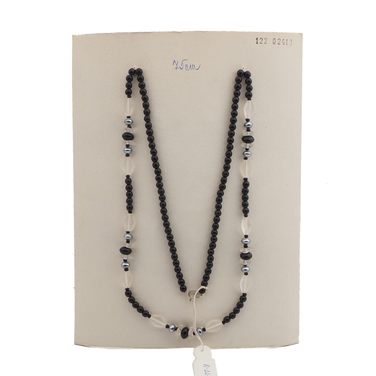 Vintage Czech necklace black frost pearl glass beads