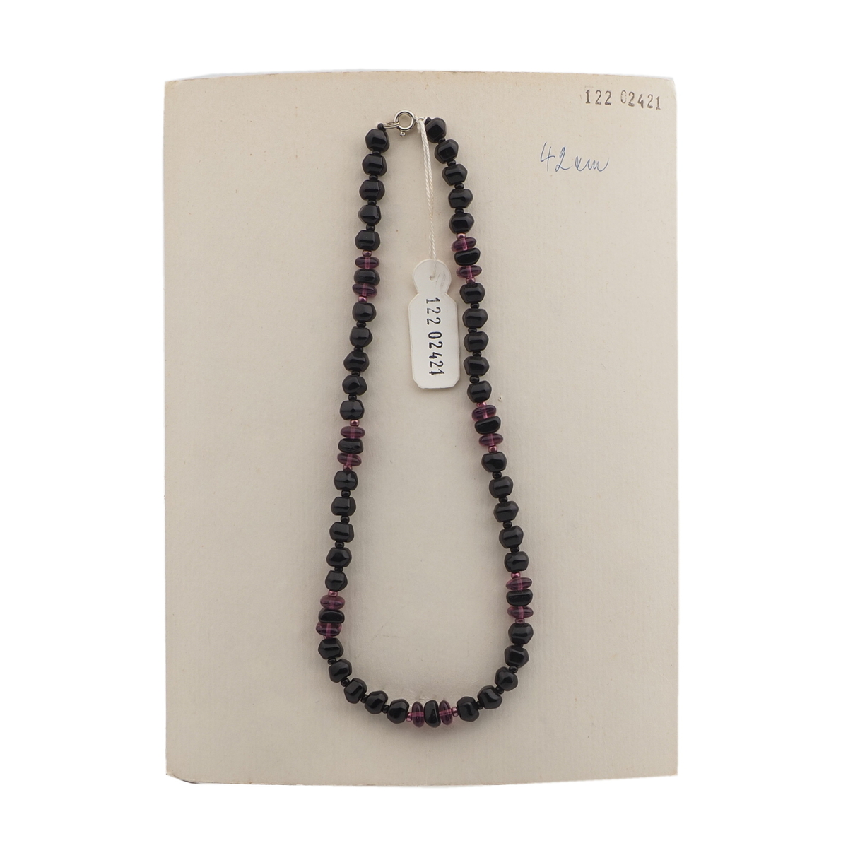 Vintage Czech necklace black purple glass beads 