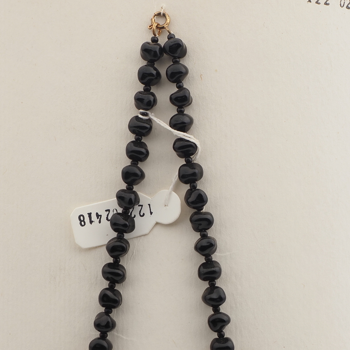 Vintage Czech necklace black pearl topaz glass beads 