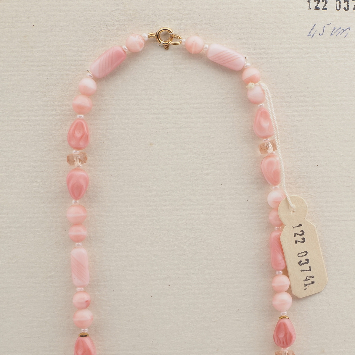 Vintage Czech necklace pink marble rondelle faceted glass beads