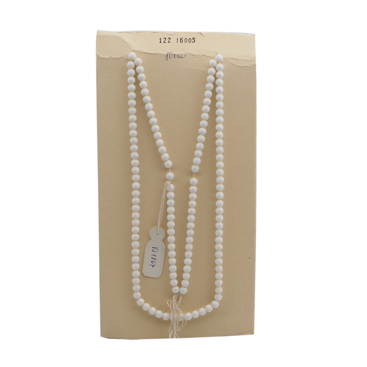 Vintage Czech necklace element white round glass beads