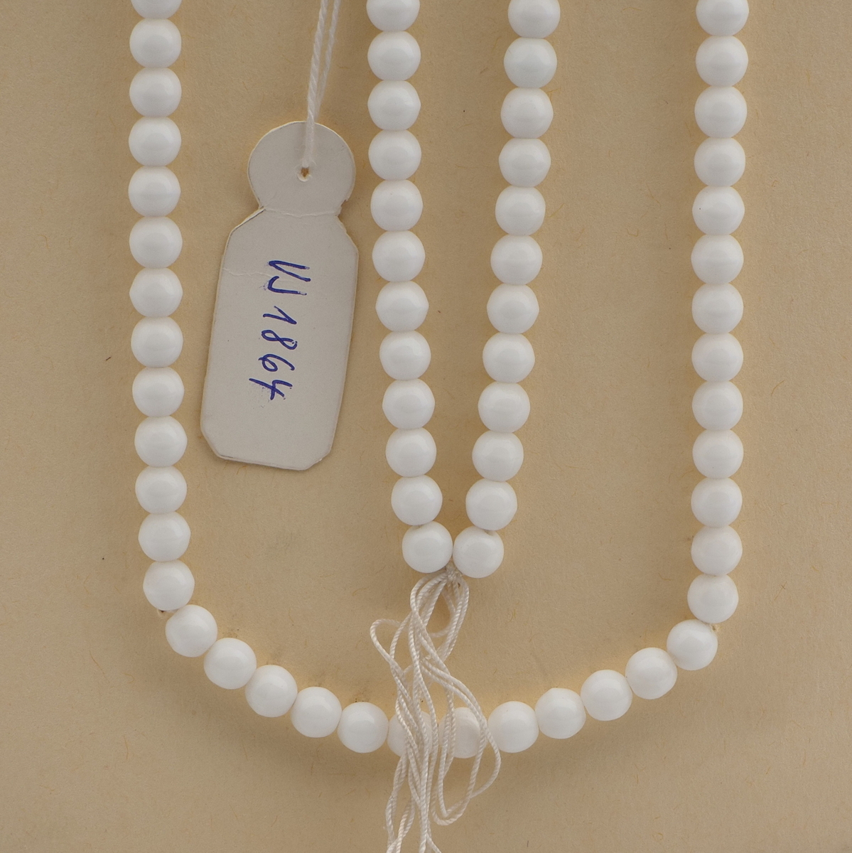 Vintage Czech necklace element white round glass beads