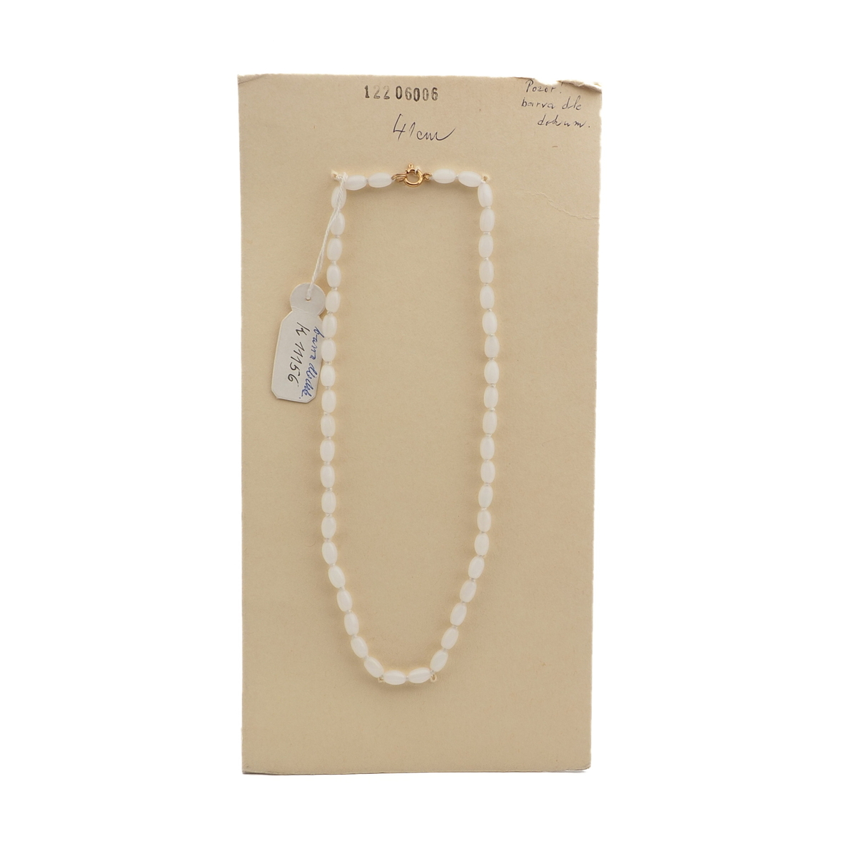 Vintage Czech necklace opaline white oval glass beads