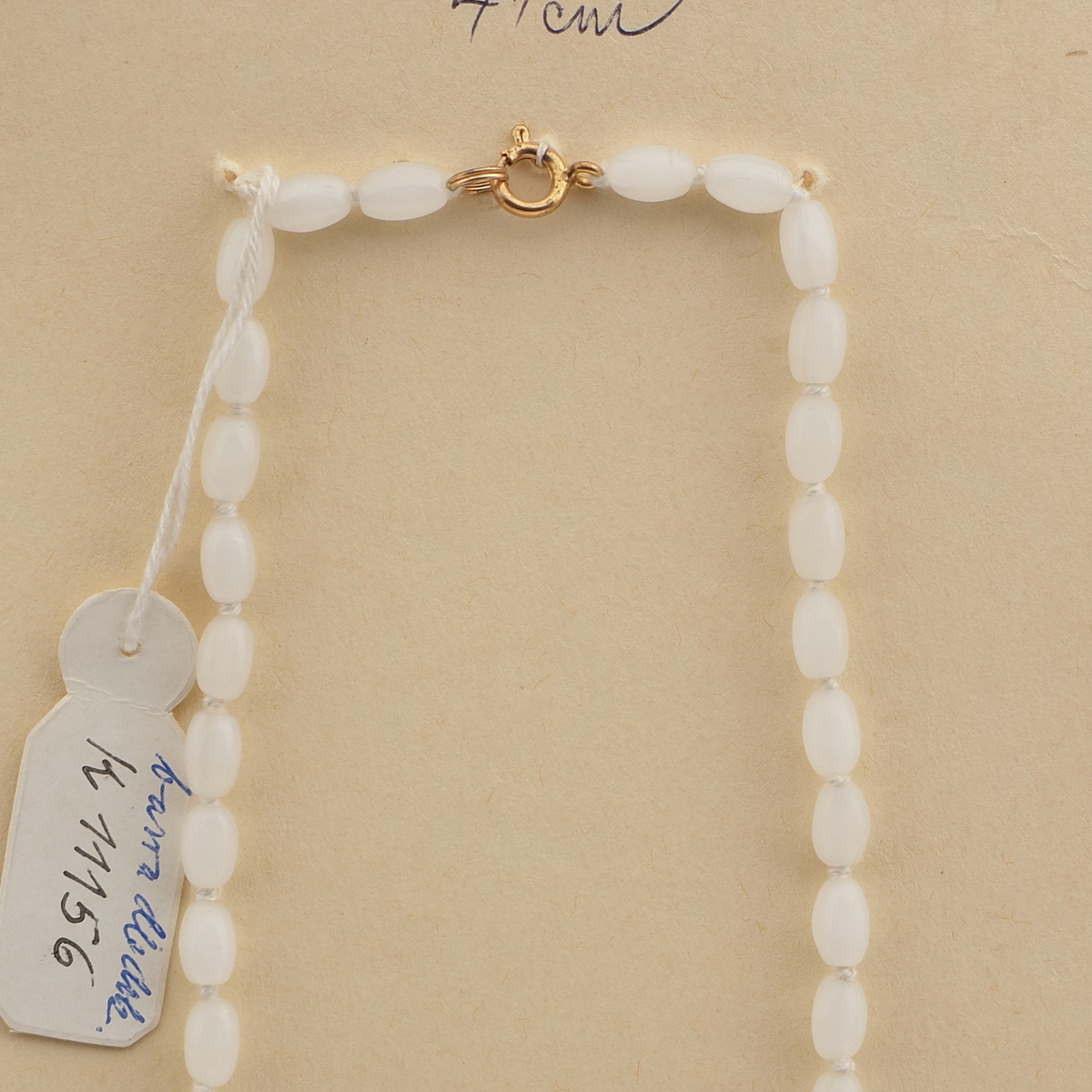 Vintage Czech necklace opaline white oval glass beads