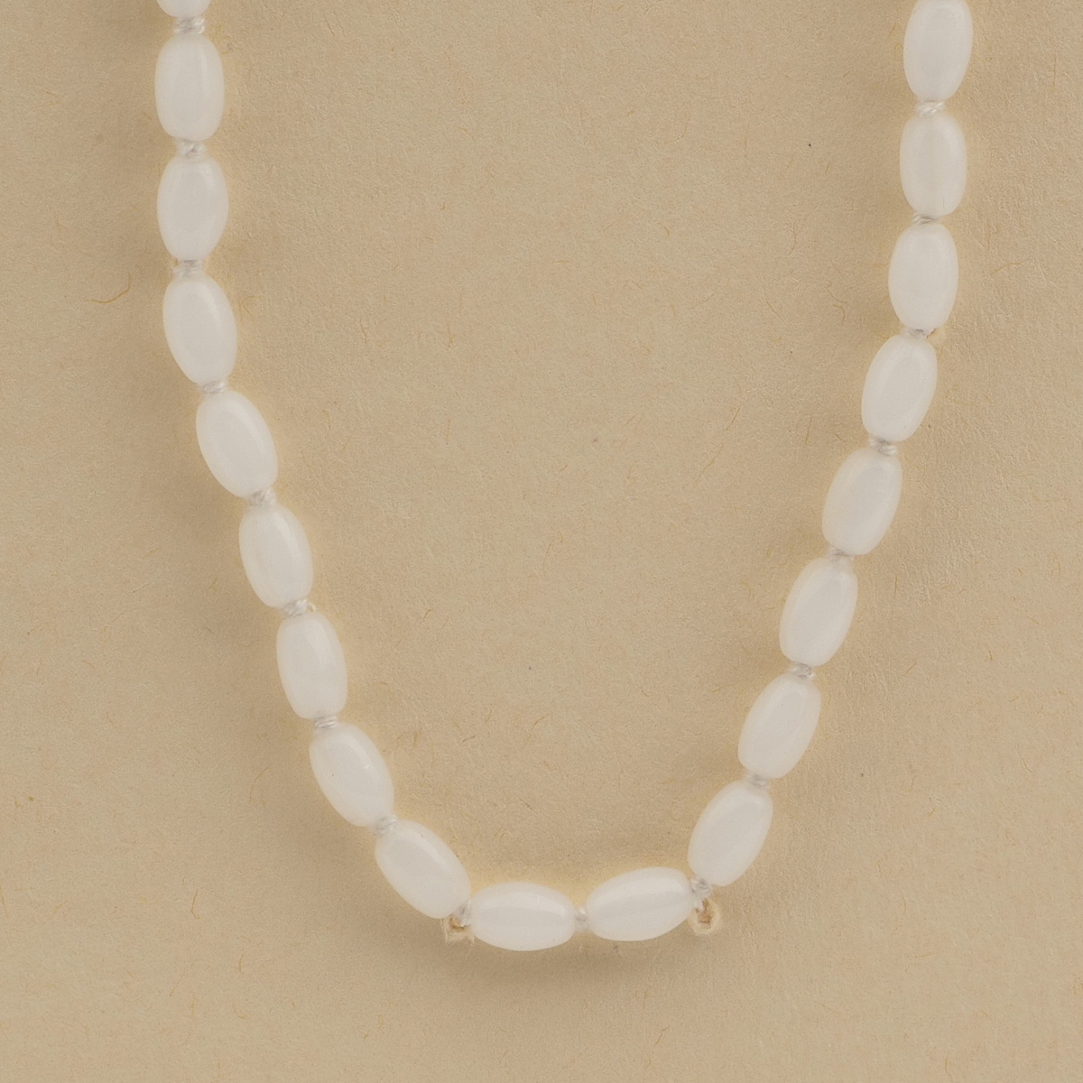 Vintage Czech necklace opaline white oval glass beads