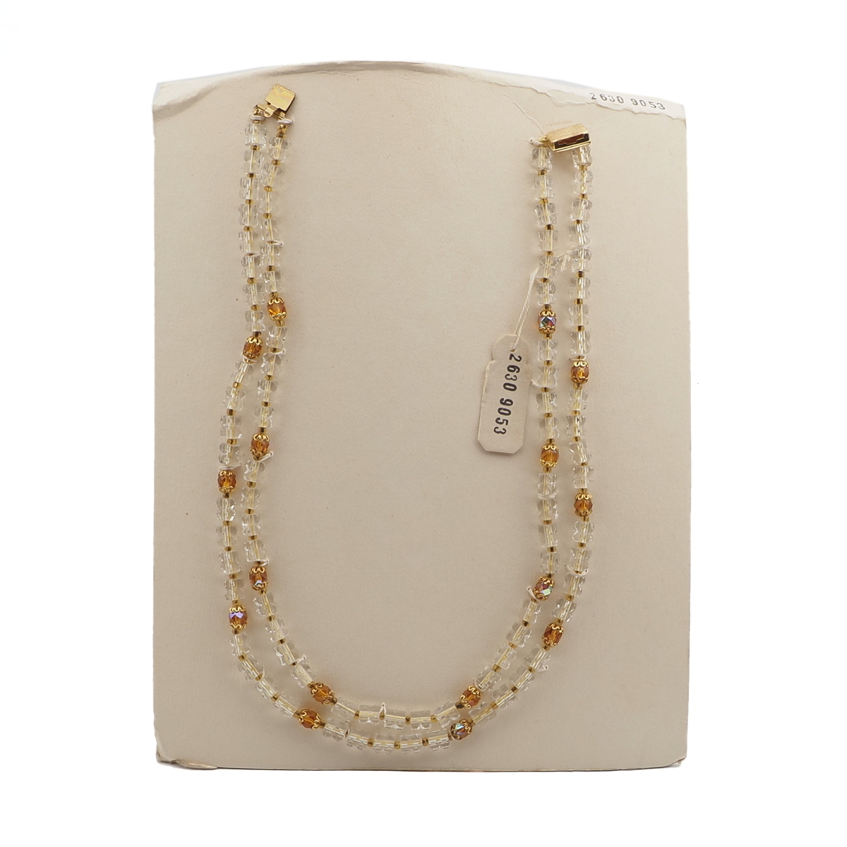 Vintage Czech 2 strand necklace vitrail topaz clear pentagon glass beads