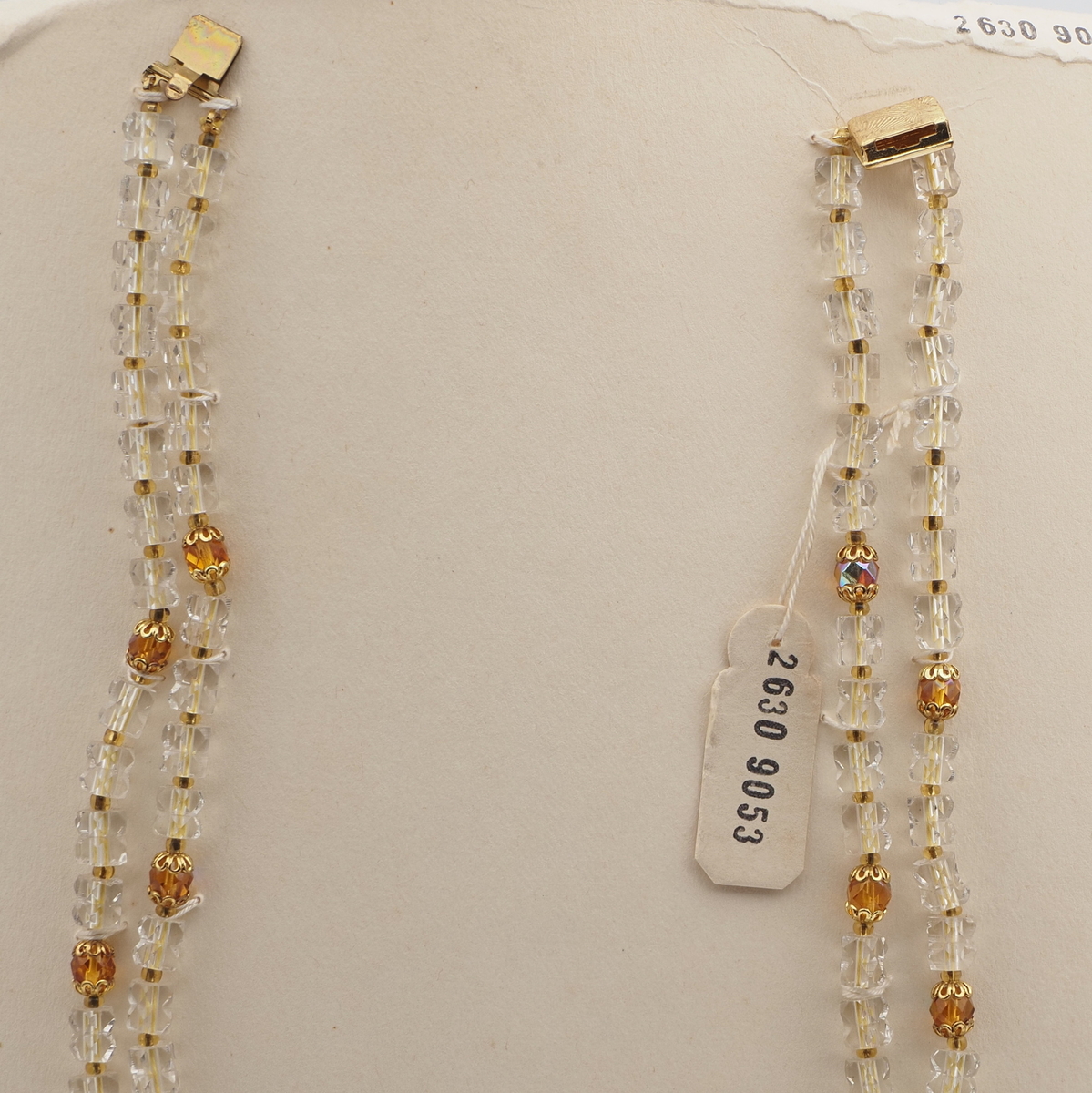 Vintage Czech 2 strand necklace vitrail topaz clear pentagon glass beads