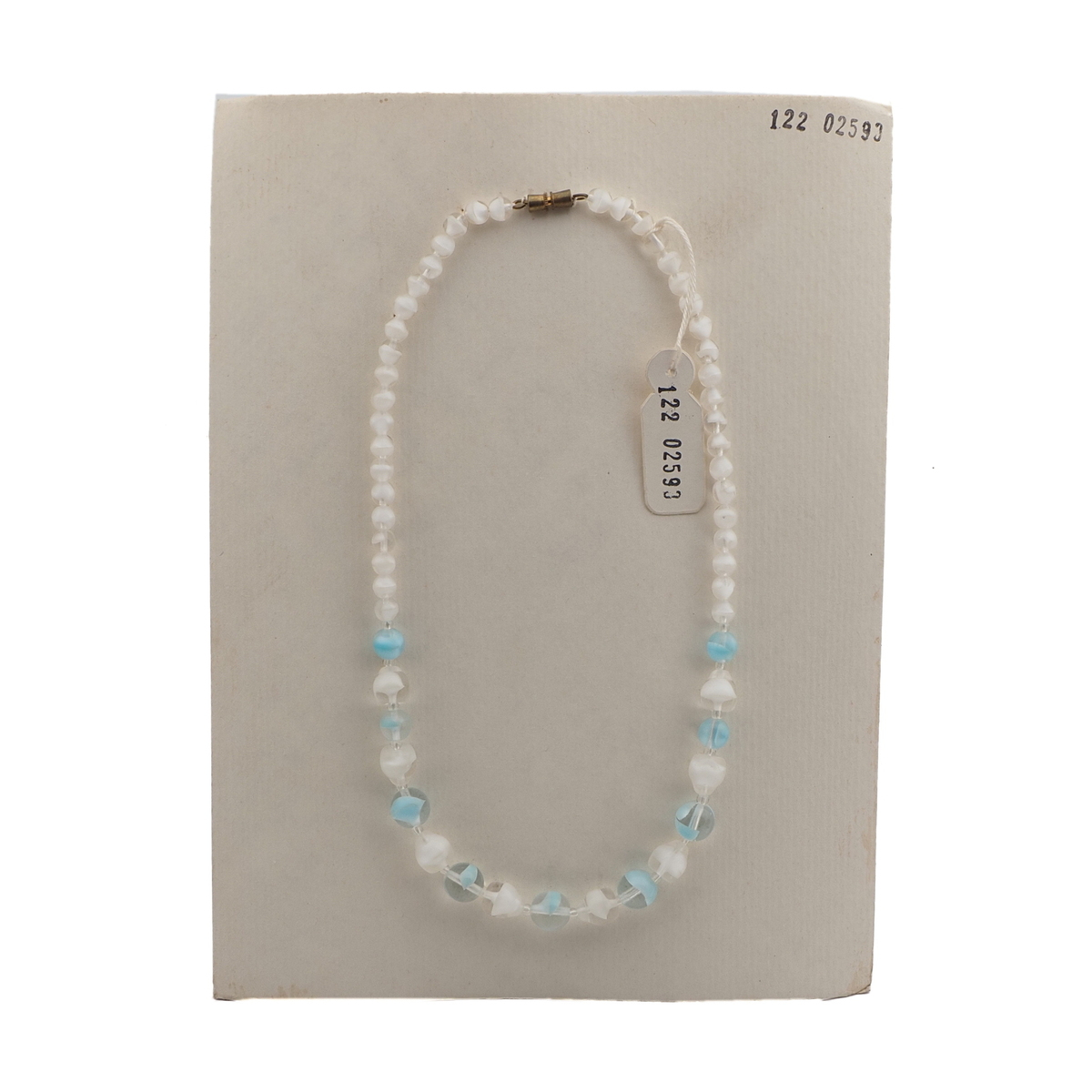Vintage Czech necklace white blue satin bicolor glass beads