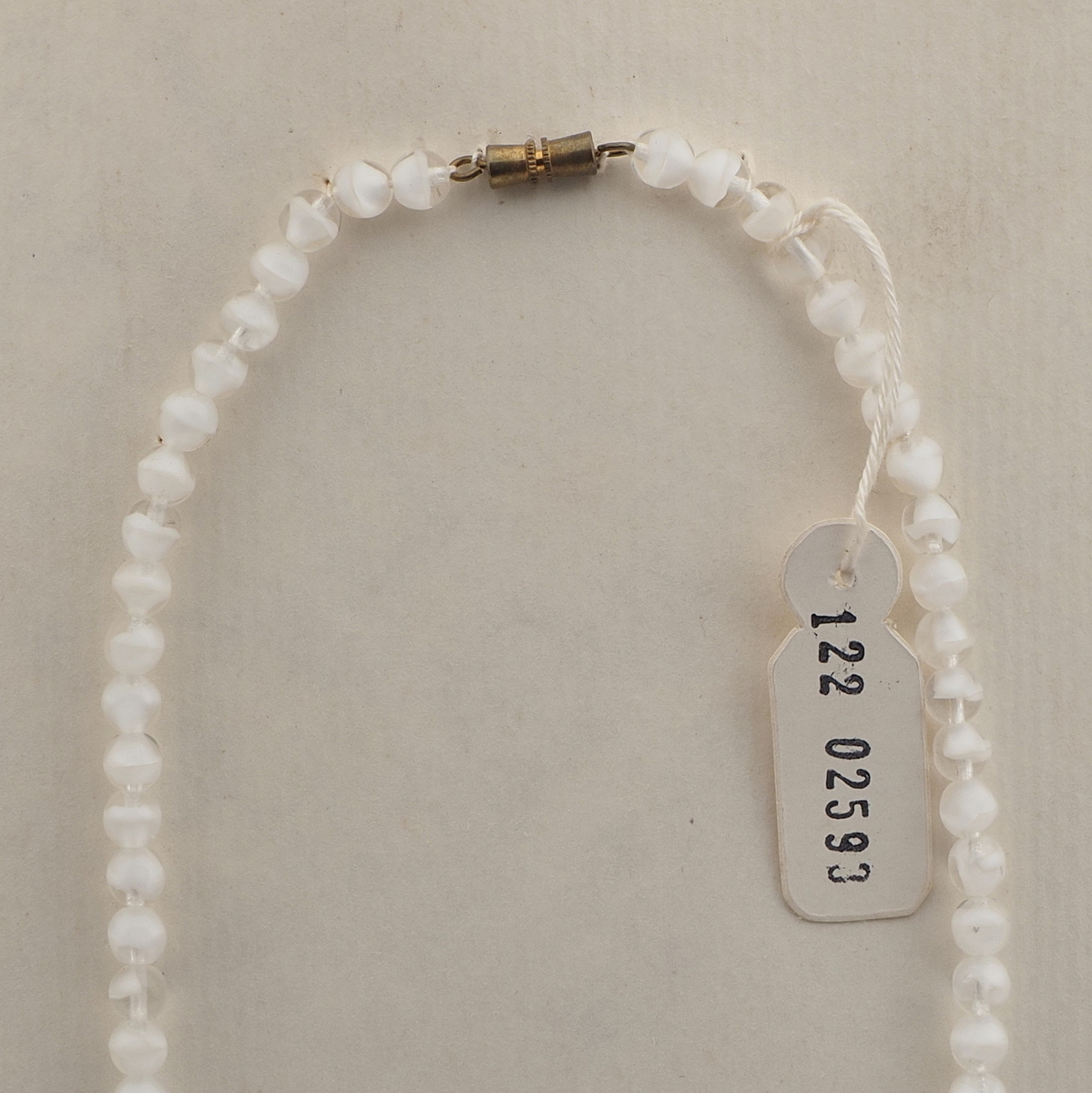 Vintage Czech necklace white blue satin bicolor glass beads