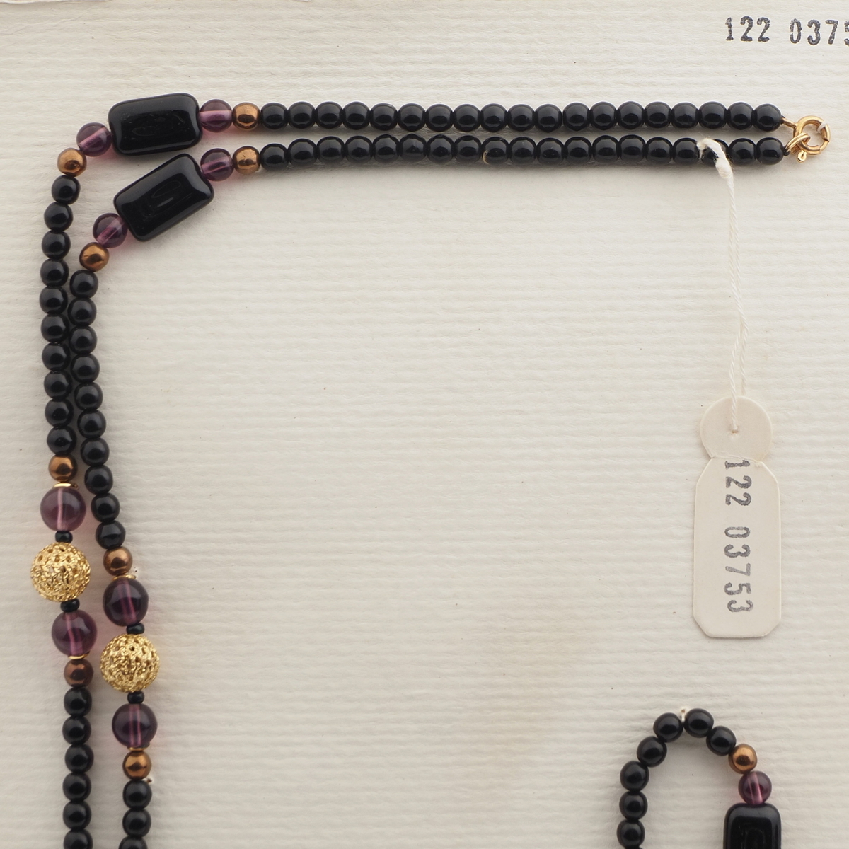 Vintage Czech necklace black purple copper glass beads