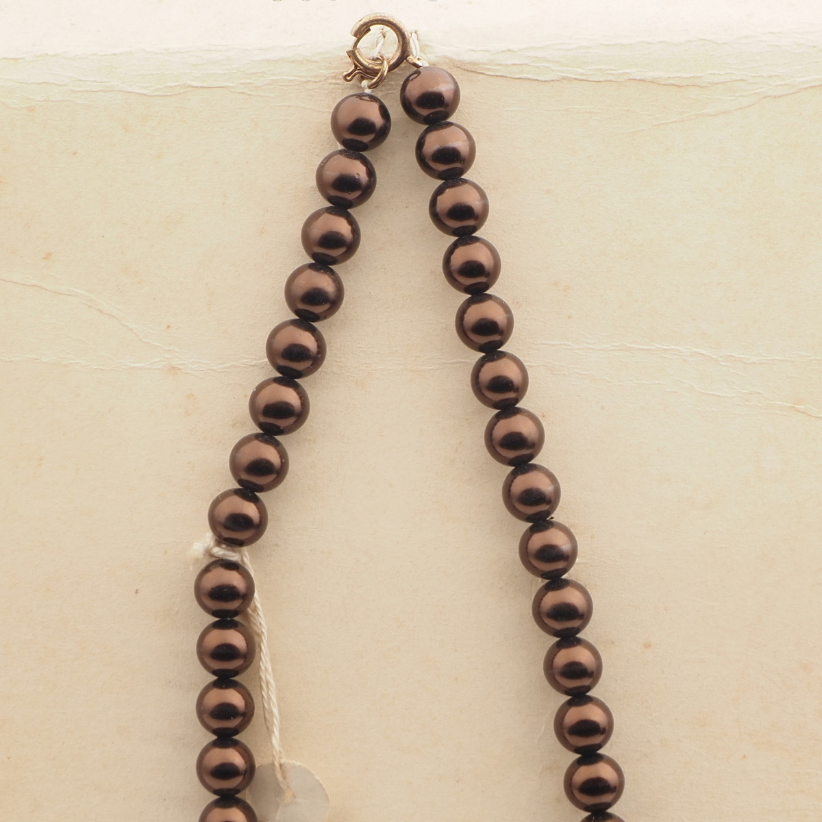 Vintage Czech necklace topaz copper pearl glass beads 