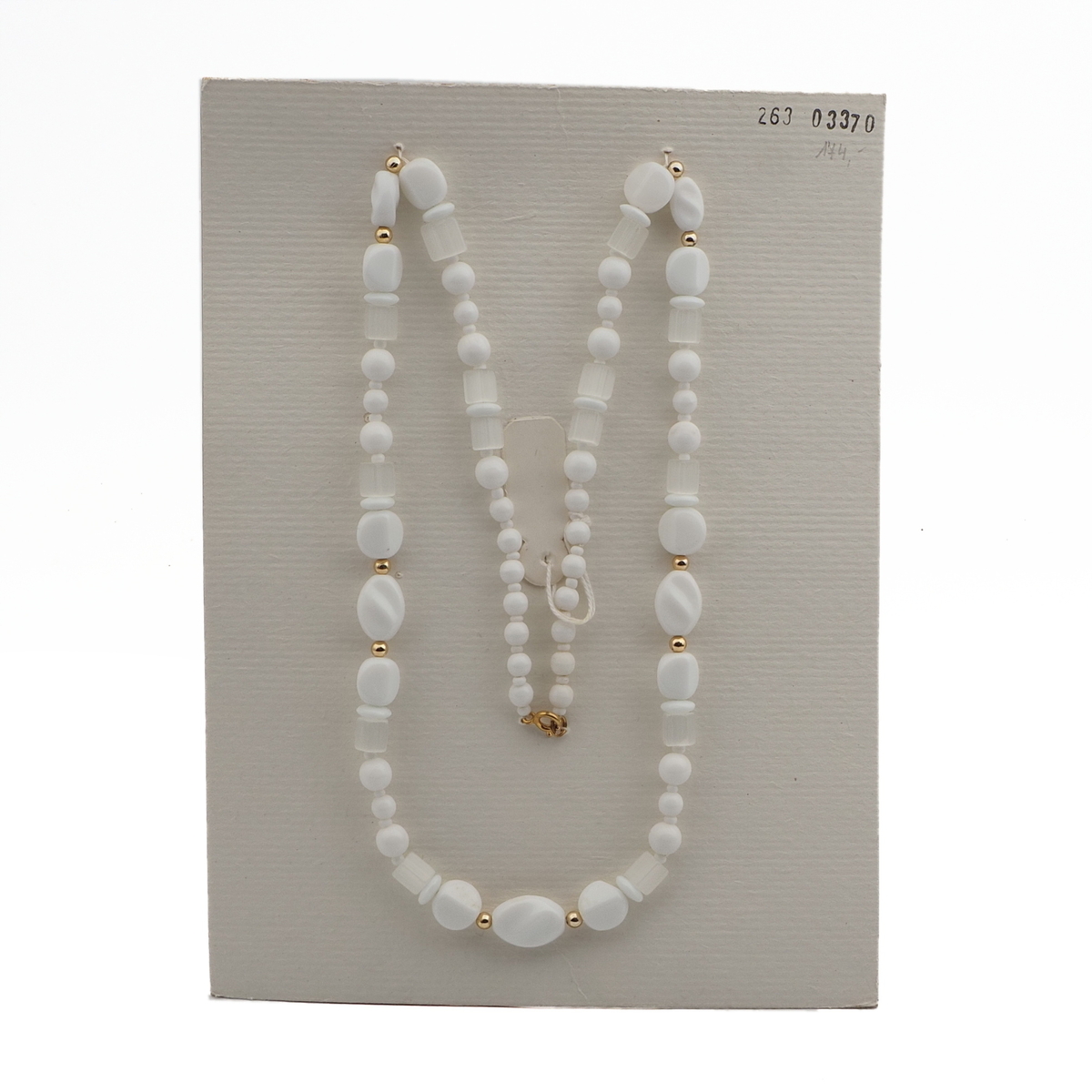 Vintage Czech necklace white crystal satin atlas glass beads