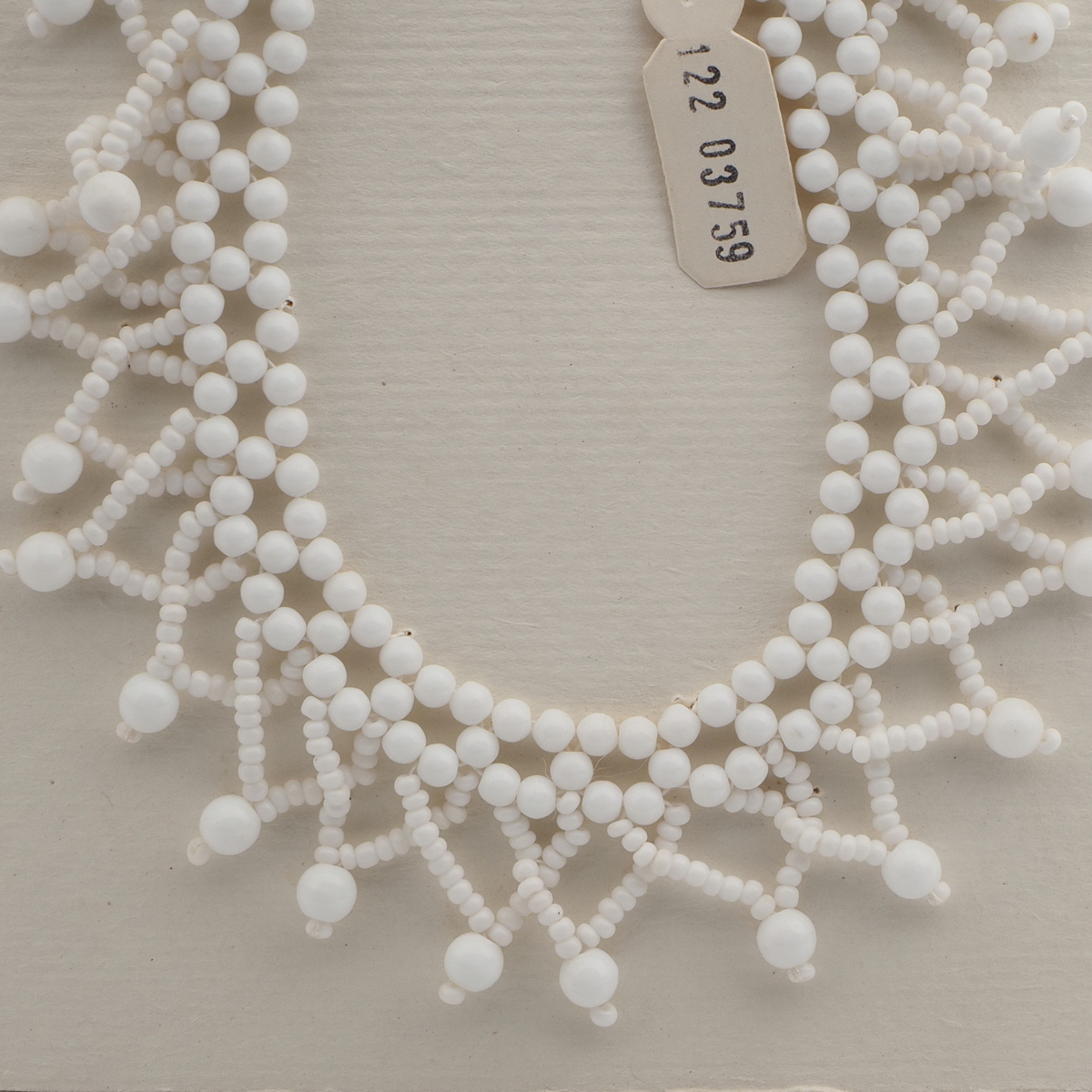 Vintage Czech collar fringe necklace white glass beads