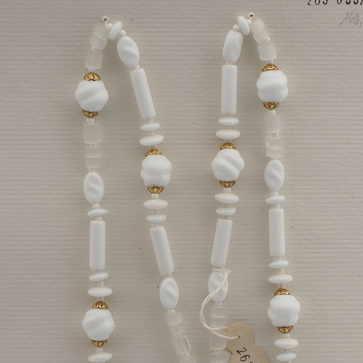 Vintage Czech necklace white AB satin atlas glass beads