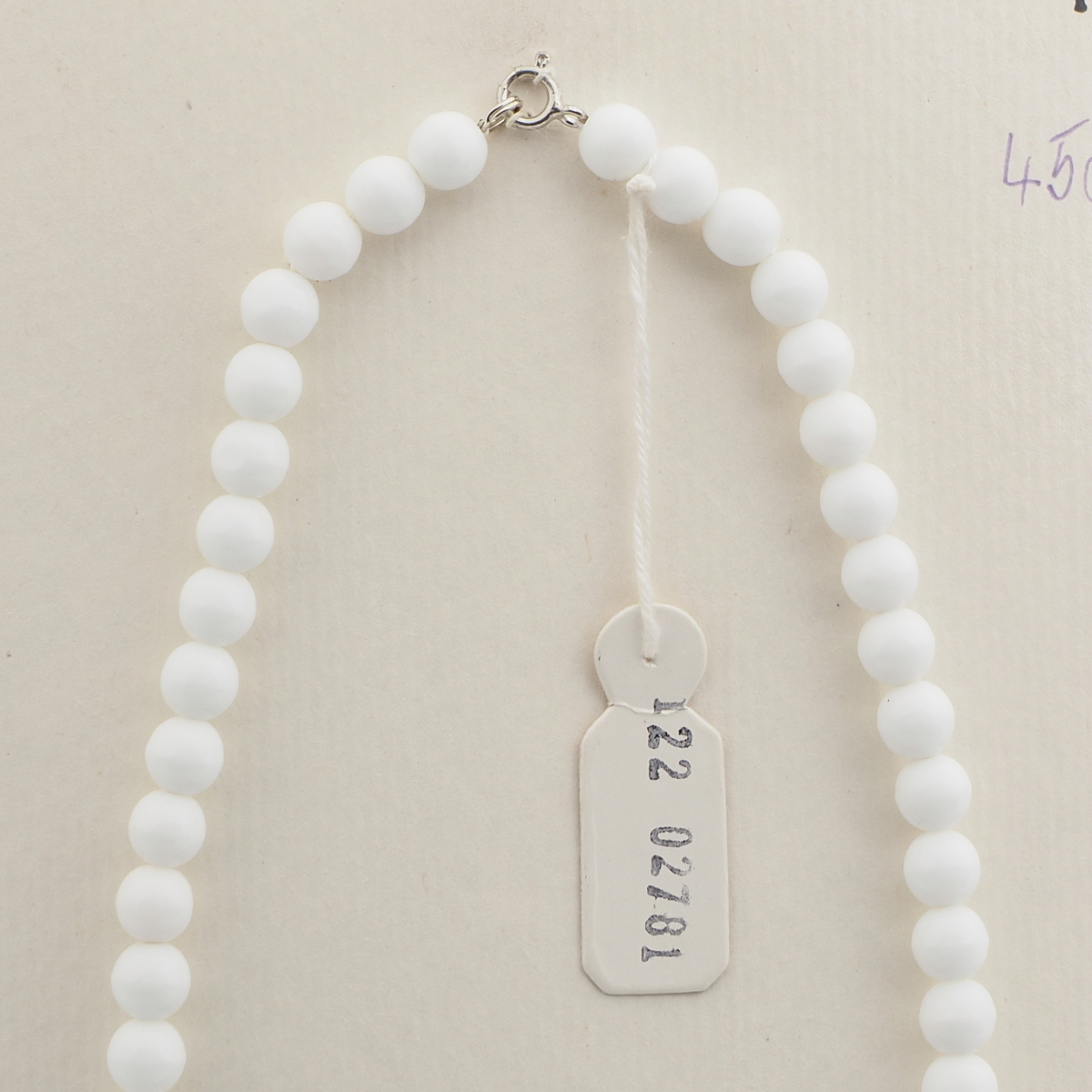 Vintage Czech necklace white blue marble glass beads