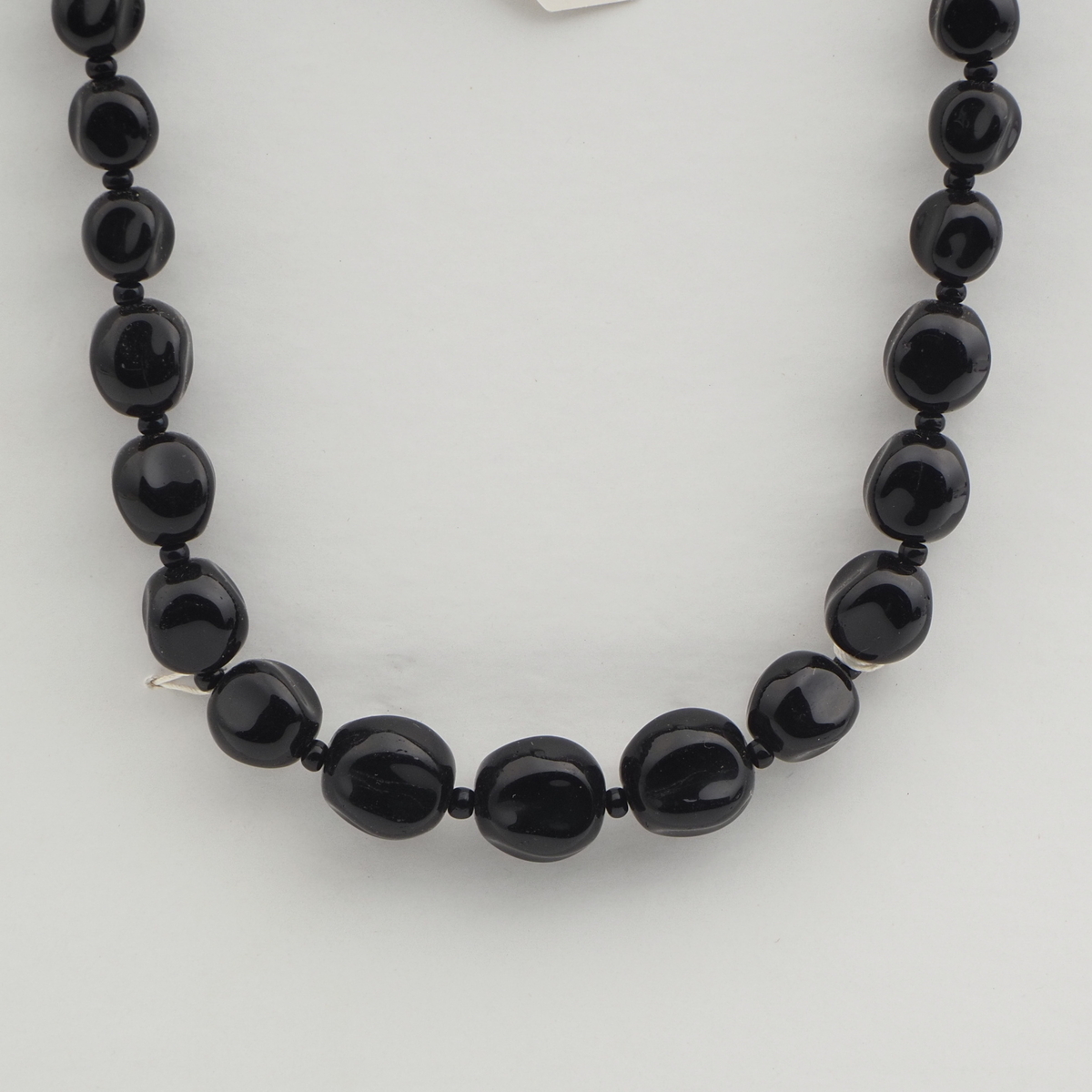 Vintage Czech necklace black melon glass beads