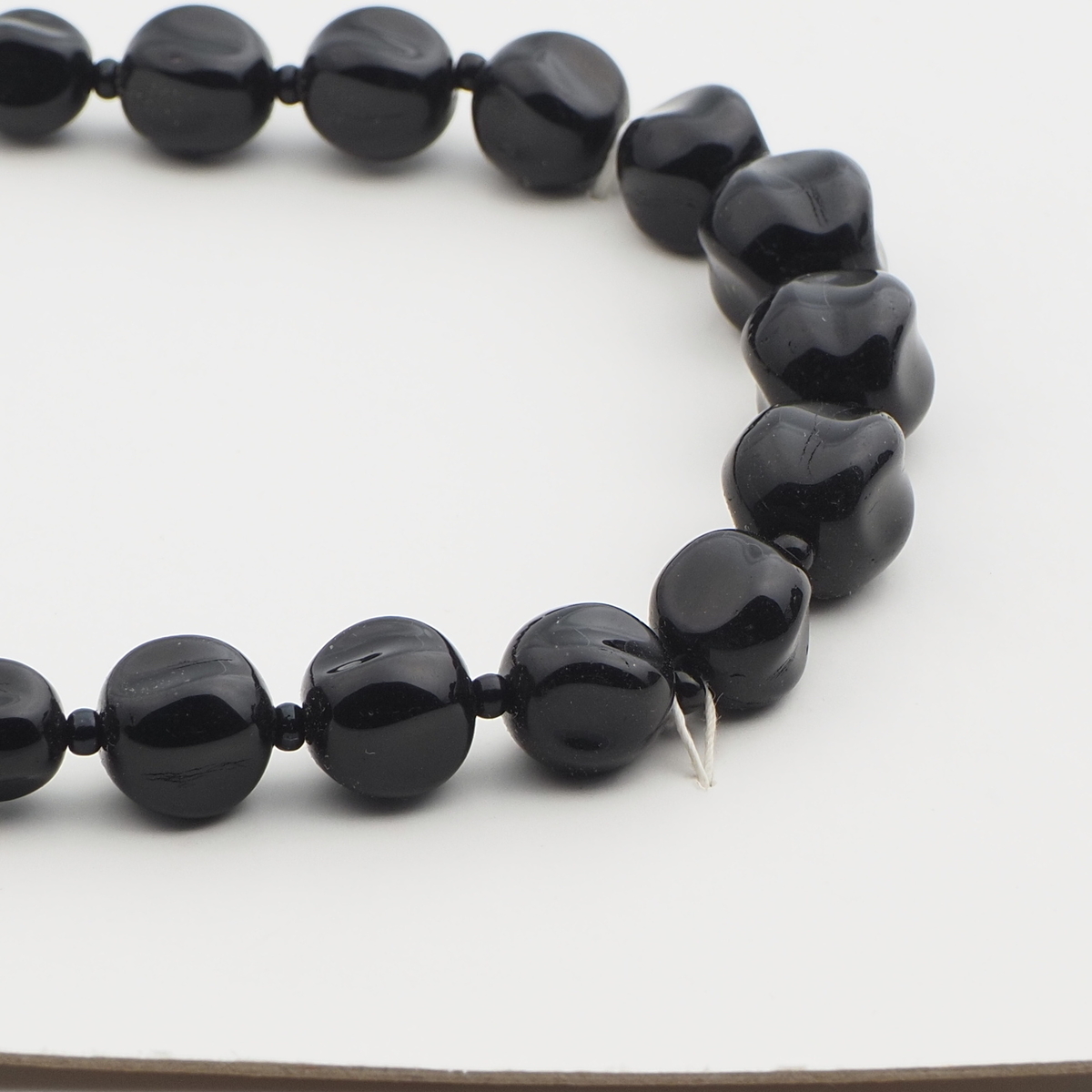 Vintage Czech necklace black melon glass beads
