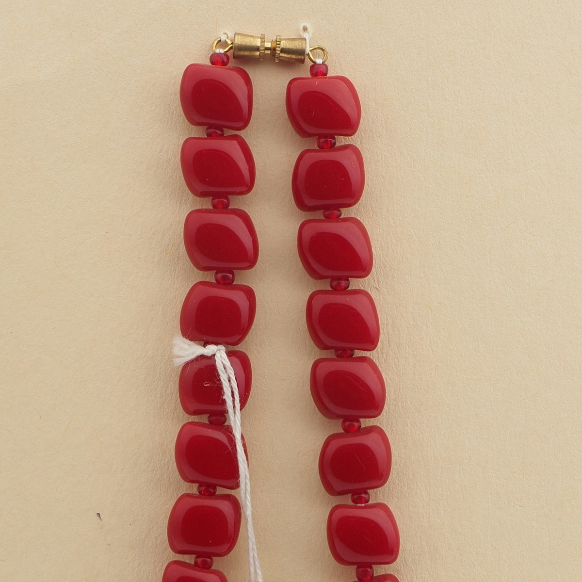 Vintage Czech necklace red glass beads