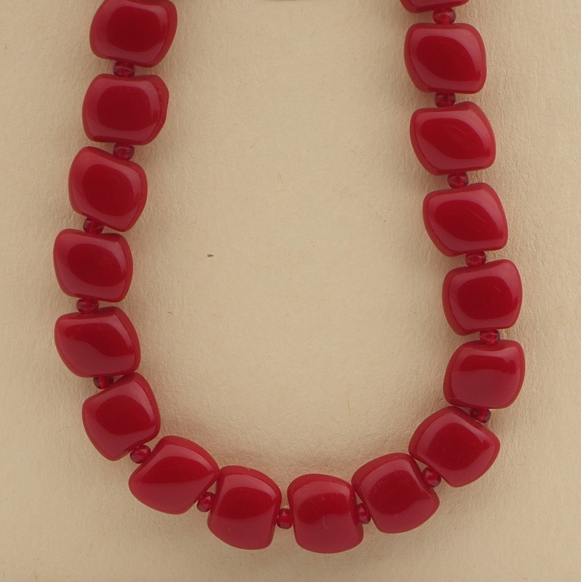 Vintage Czech necklace red glass beads