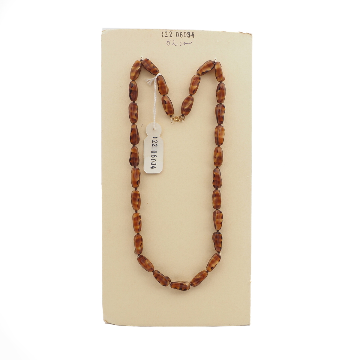 Vintage Czech necklace caramel brown striped glass beads