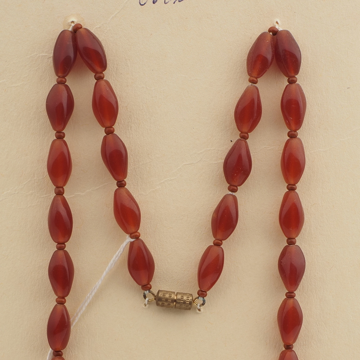 Vintage Czech necklace carnelian red opaline glass beads