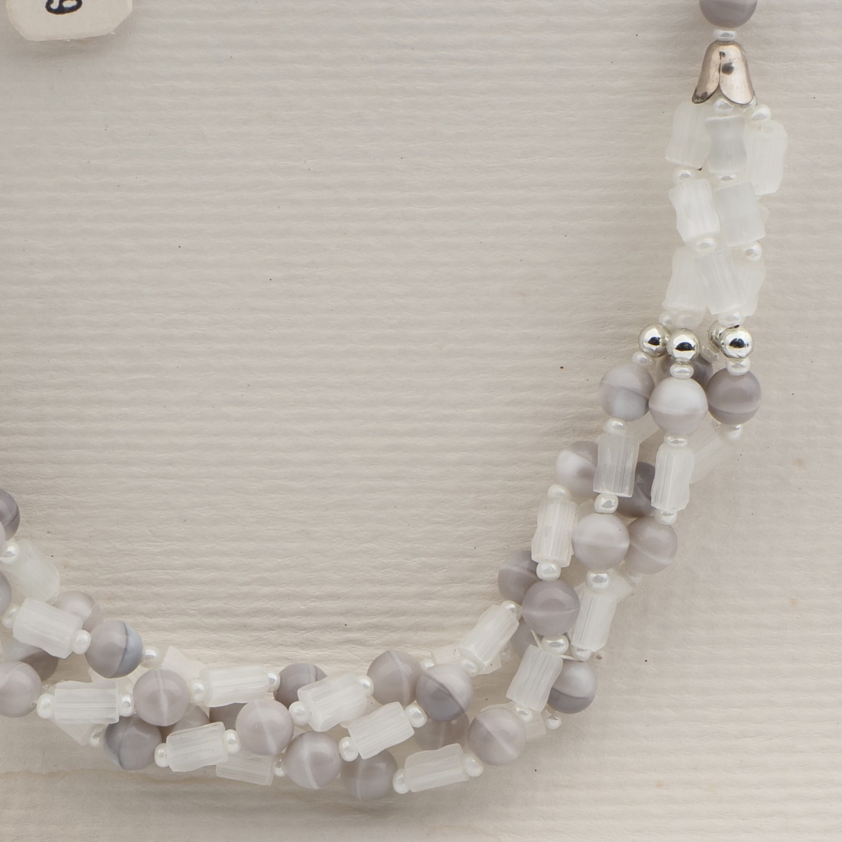 Vintage Czech 1 to 4 strand necklace satin atlas pink marble glass beads