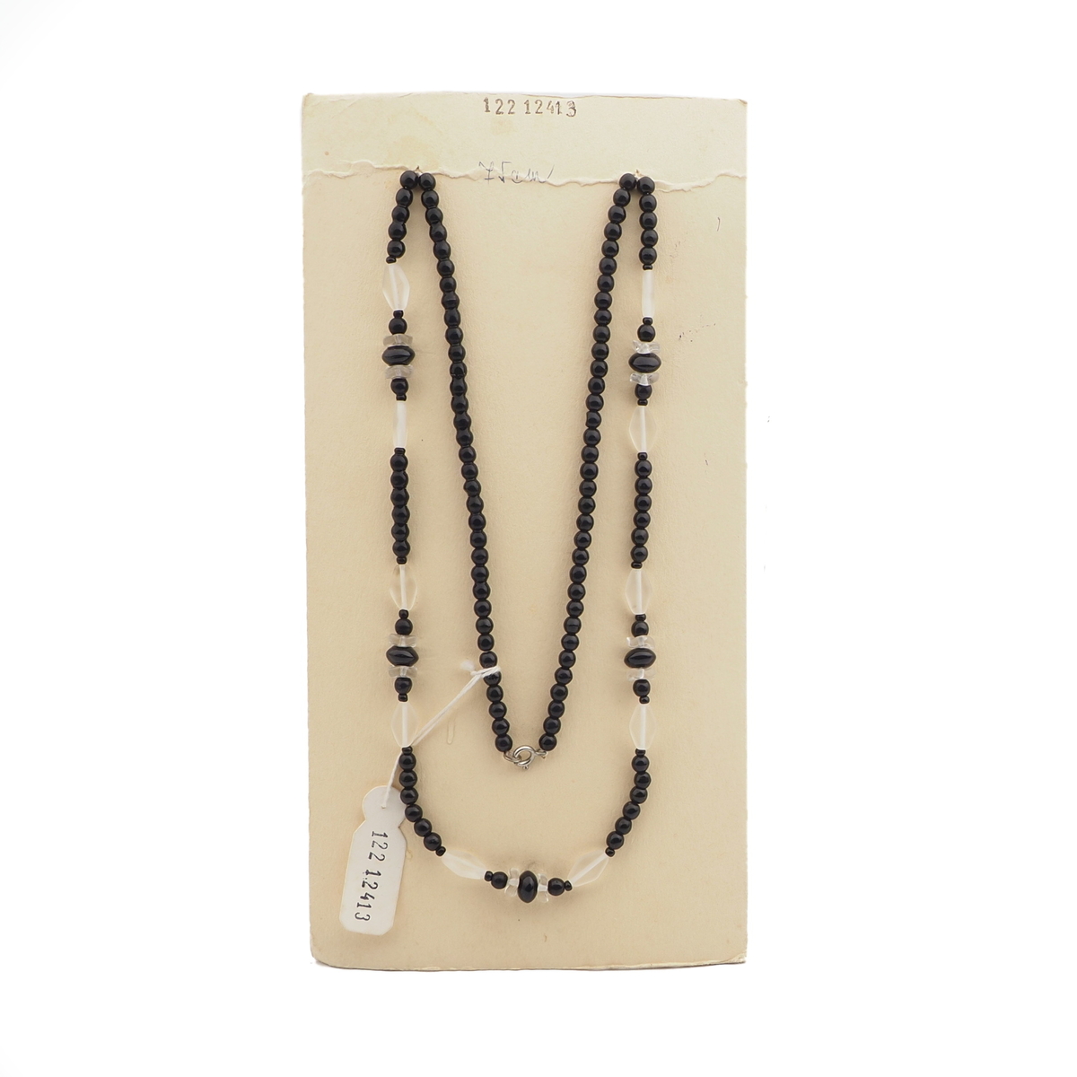 Vintage Czech necklace black clear frost glass beads