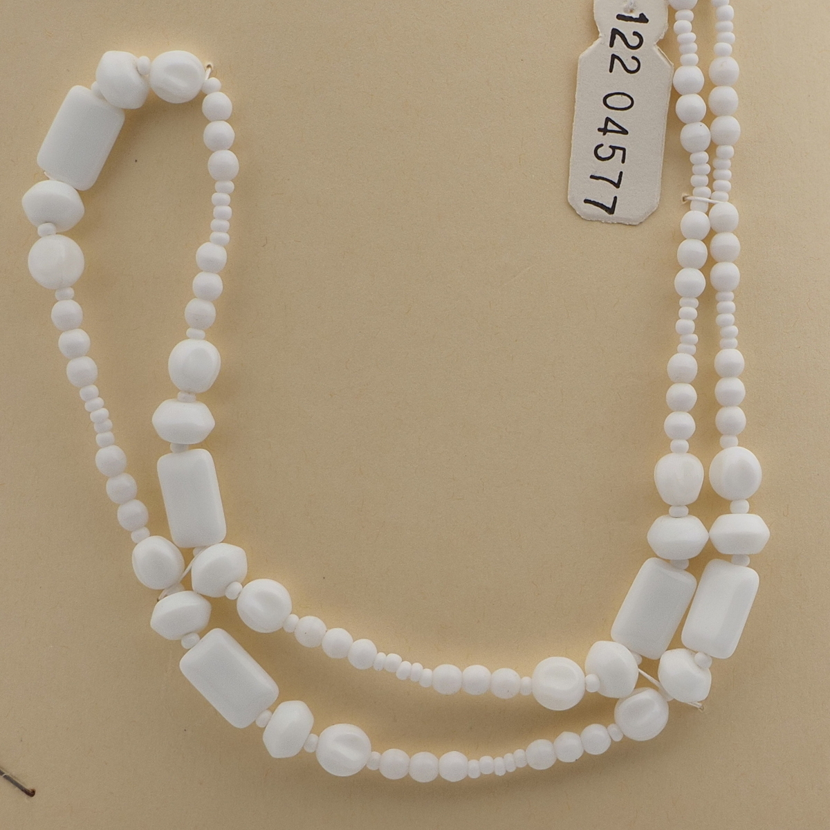 Vintage Czech necklace white round melon rectangle glass beads