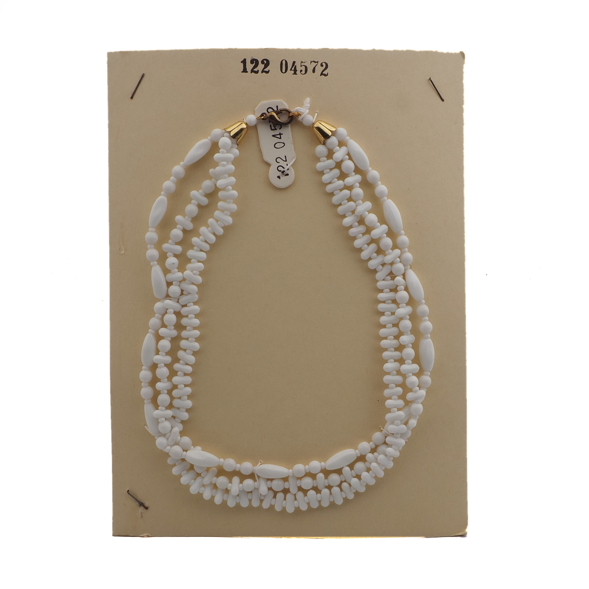 Vintage Czech 3 strand necklace white glass beads