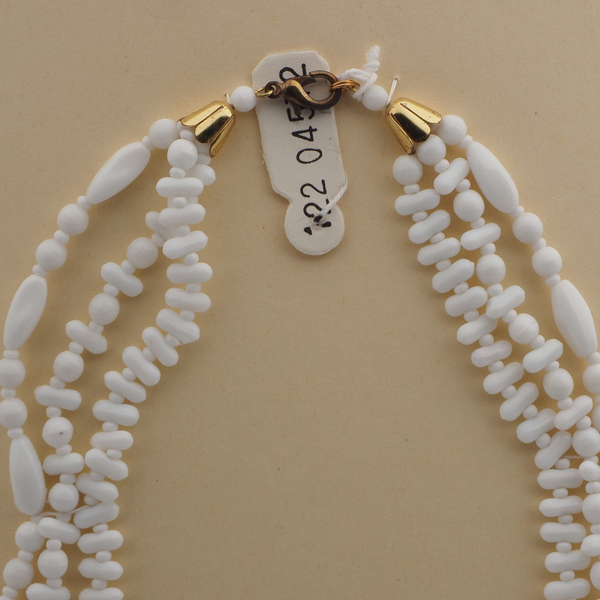 Vintage Czech 3 strand necklace white glass beads