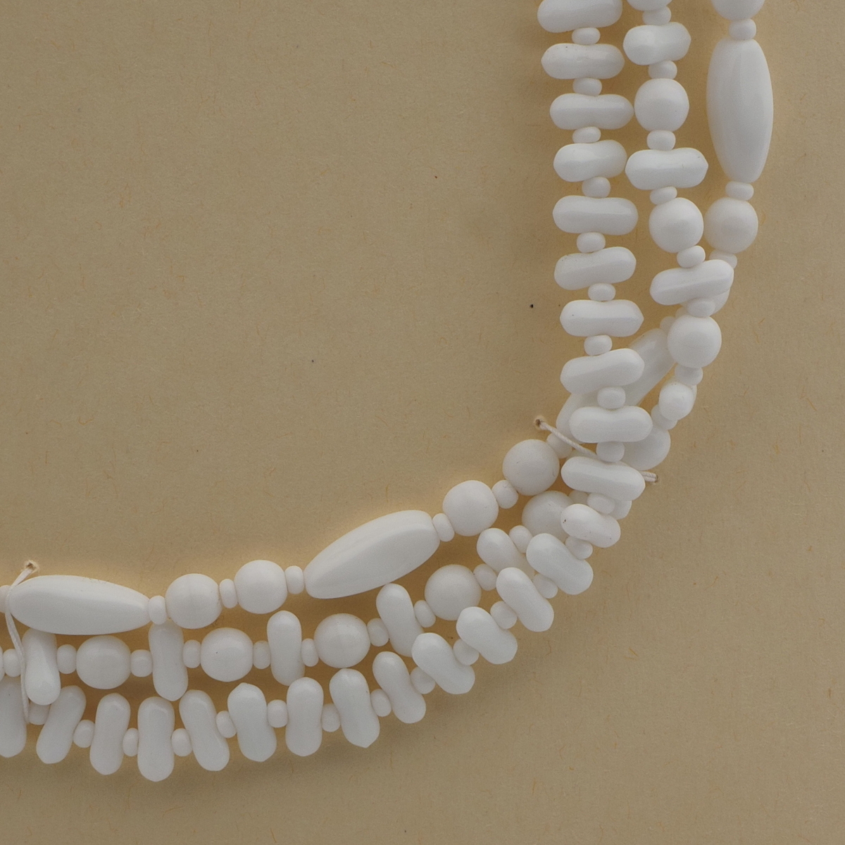 Vintage Czech 3 strand necklace white glass beads