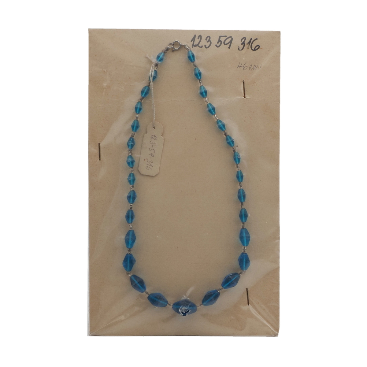 Vintage Czech necklace blue bicone glass beads 