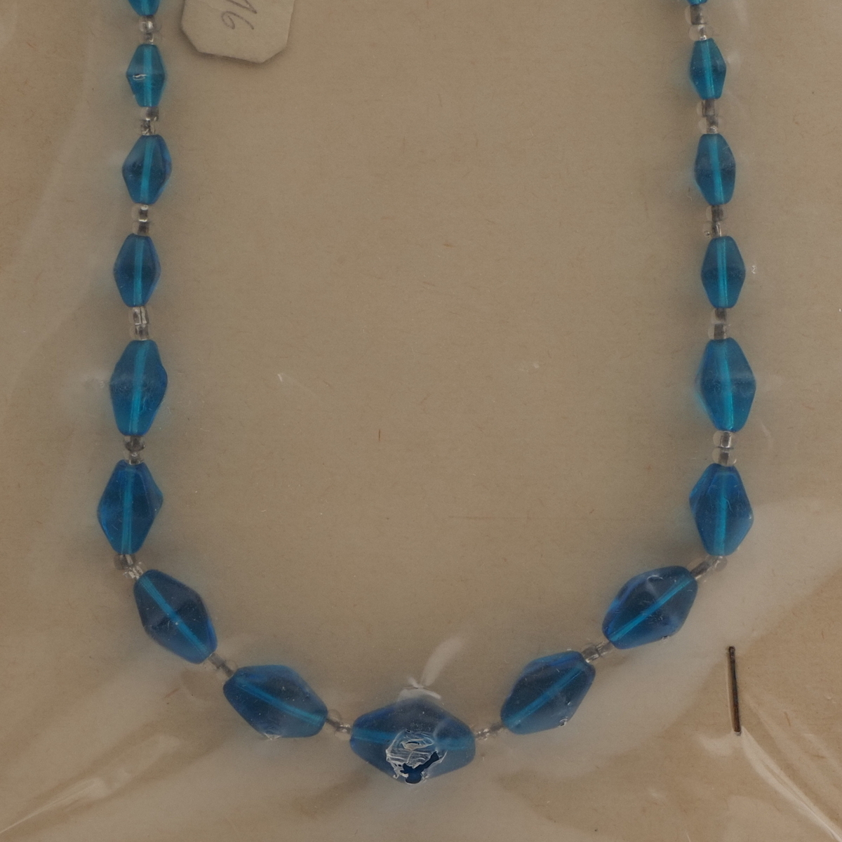 Vintage Czech necklace blue bicone glass beads 