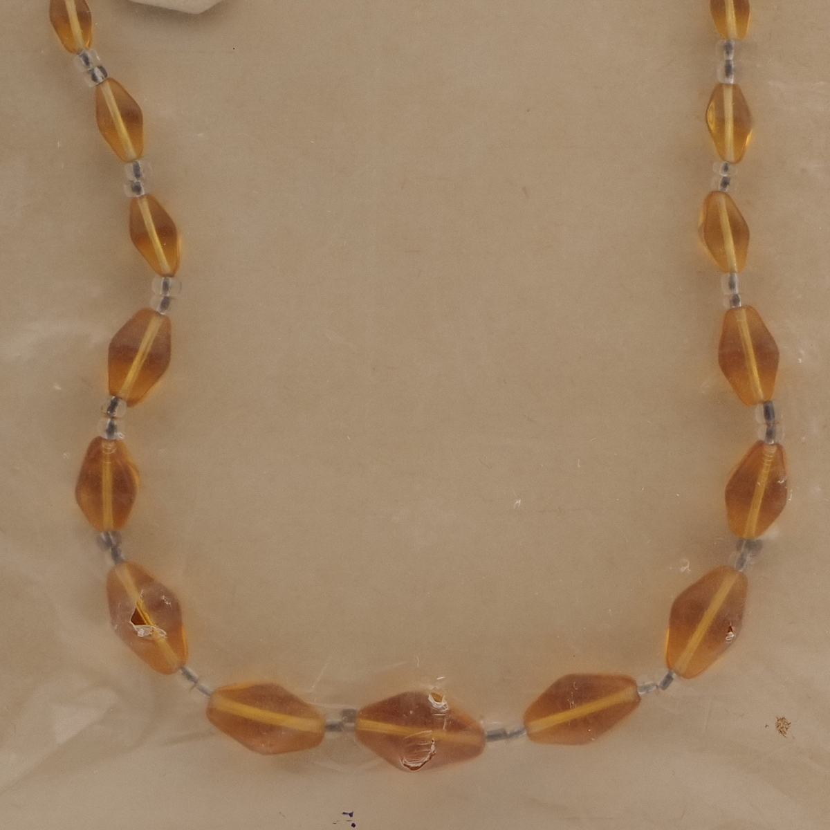 Vintage Czech necklace topaz bicone glass beads 