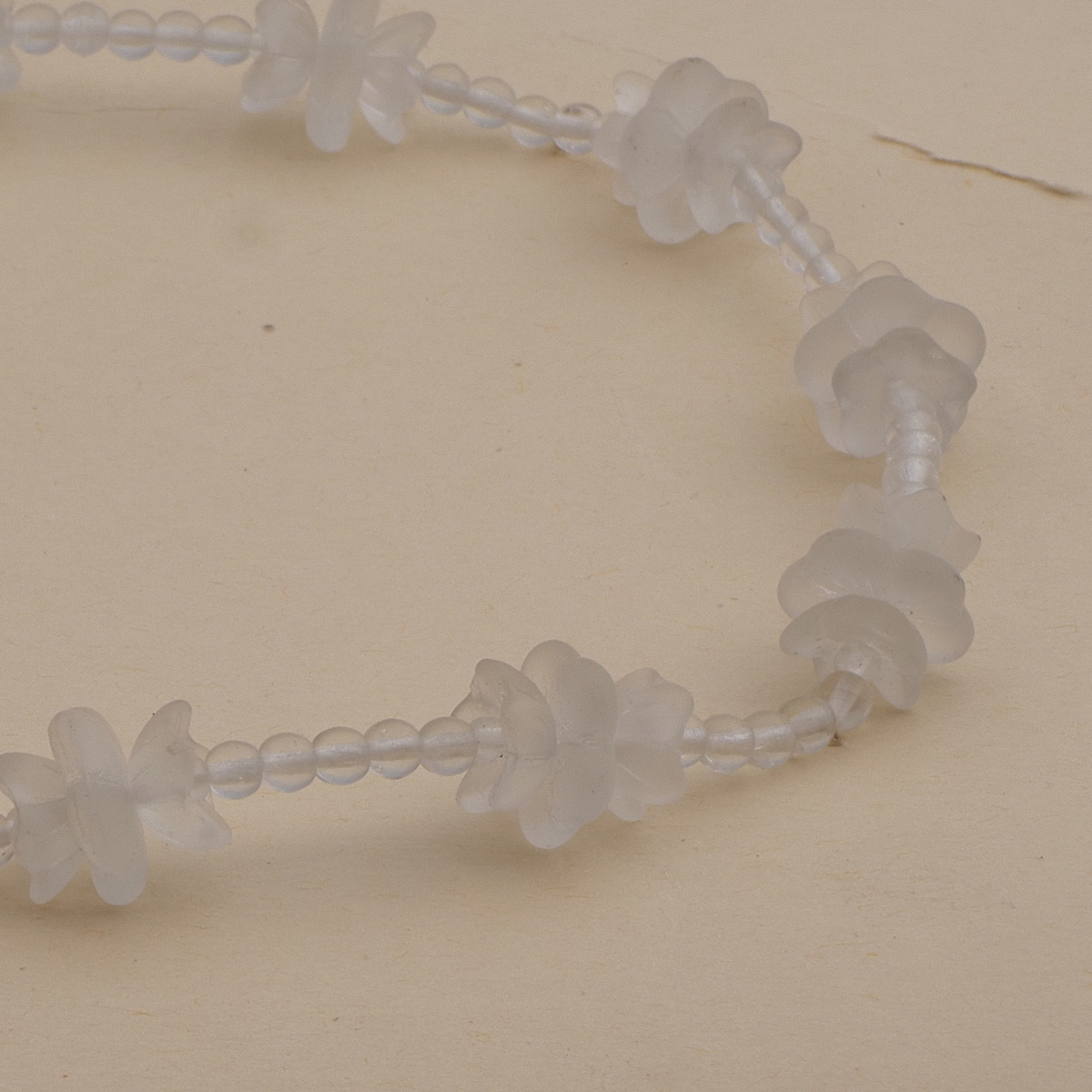 Vintage Czech necklace clear frost flower glass beads 