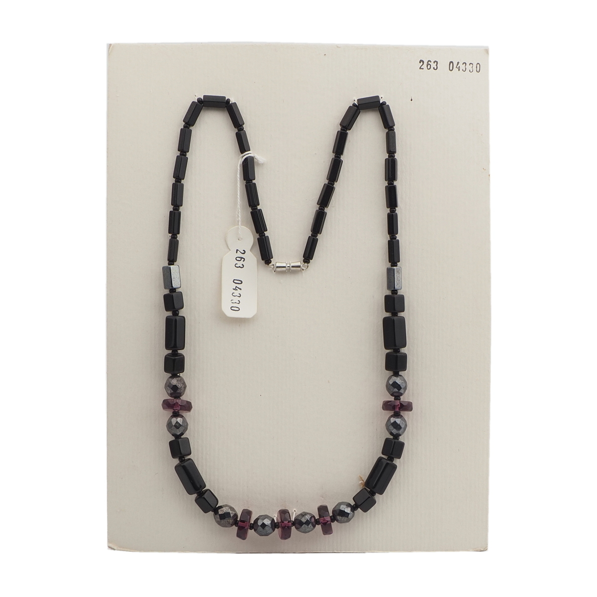 Vintage Czech necklace black hematite purple glass beads 