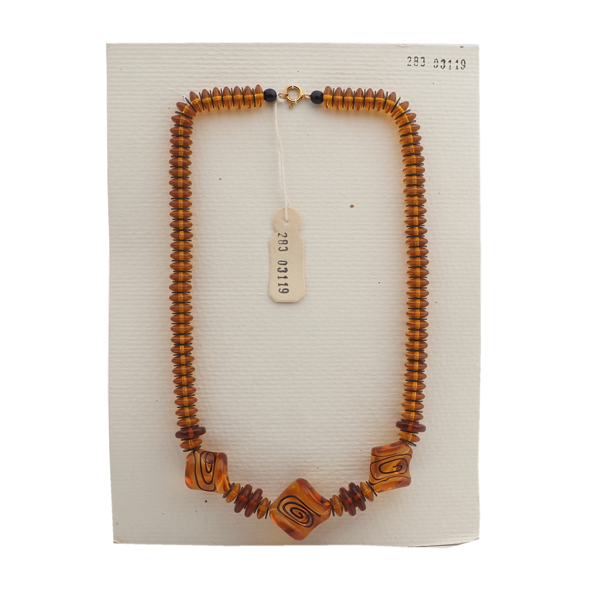 Vintage Czech necklace topaz overlay lampwork glass beads 